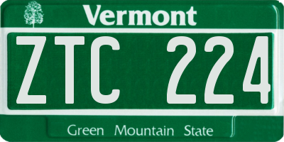 VT license plate ZTC224