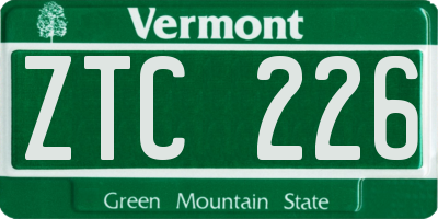 VT license plate ZTC226