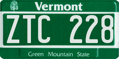 VT license plate ZTC228