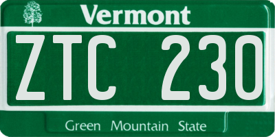 VT license plate ZTC230