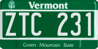 VT license plate ZTC231
