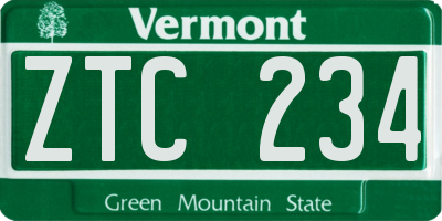VT license plate ZTC234