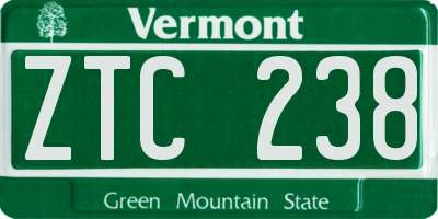 VT license plate ZTC238