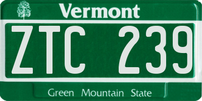 VT license plate ZTC239