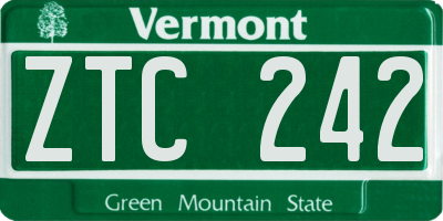 VT license plate ZTC242