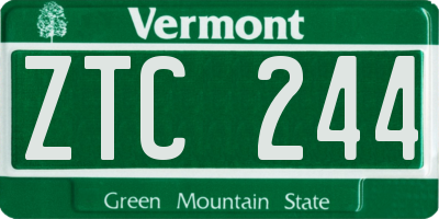 VT license plate ZTC244