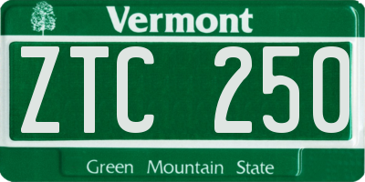 VT license plate ZTC250