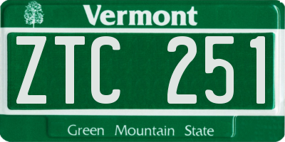 VT license plate ZTC251