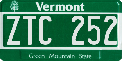 VT license plate ZTC252