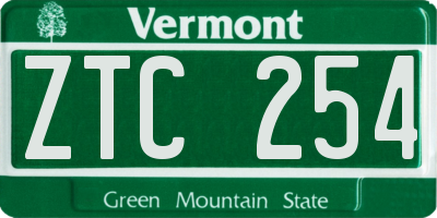 VT license plate ZTC254