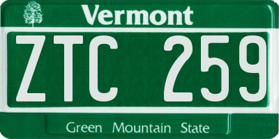 VT license plate ZTC259
