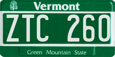 VT license plate ZTC260