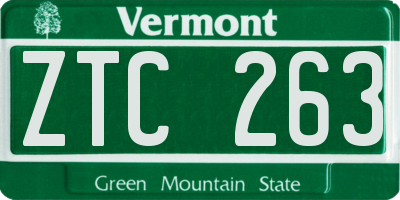 VT license plate ZTC263
