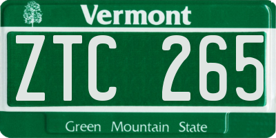 VT license plate ZTC265