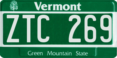 VT license plate ZTC269