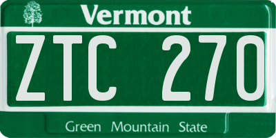 VT license plate ZTC270