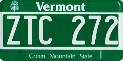 VT license plate ZTC272