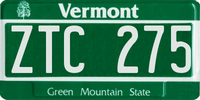 VT license plate ZTC275