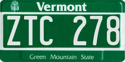 VT license plate ZTC278