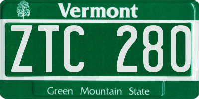 VT license plate ZTC280