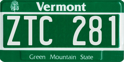VT license plate ZTC281