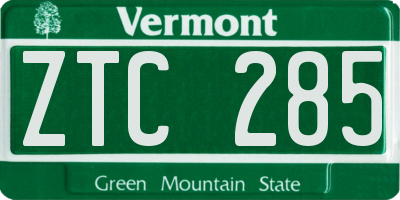 VT license plate ZTC285