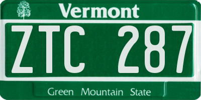 VT license plate ZTC287