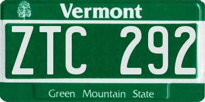 VT license plate ZTC292