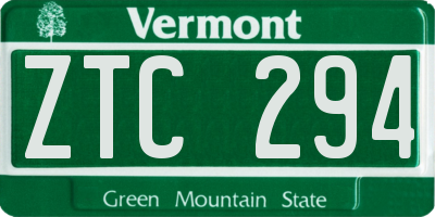 VT license plate ZTC294