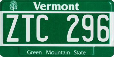 VT license plate ZTC296