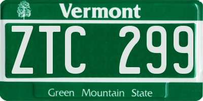 VT license plate ZTC299