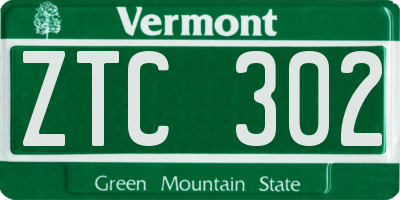 VT license plate ZTC302