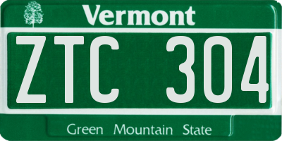 VT license plate ZTC304