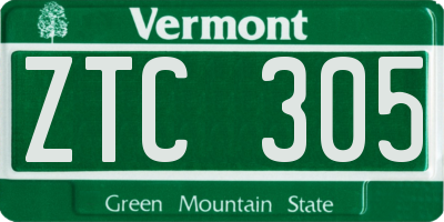 VT license plate ZTC305