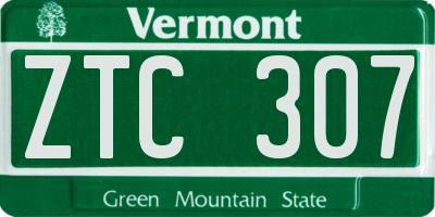 VT license plate ZTC307