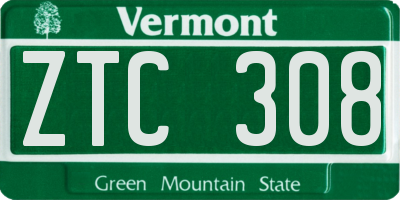 VT license plate ZTC308