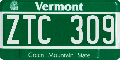 VT license plate ZTC309