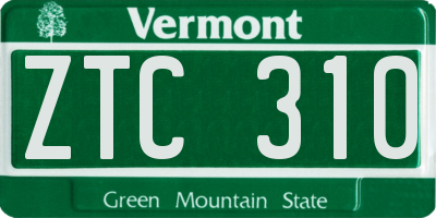VT license plate ZTC310