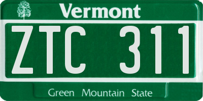 VT license plate ZTC311