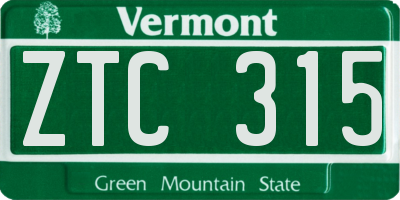 VT license plate ZTC315