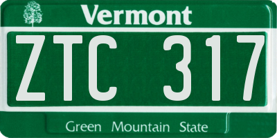 VT license plate ZTC317