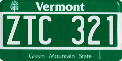 VT license plate ZTC321
