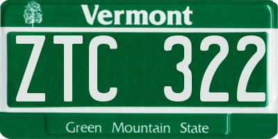VT license plate ZTC322
