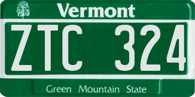 VT license plate ZTC324