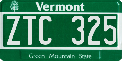 VT license plate ZTC325