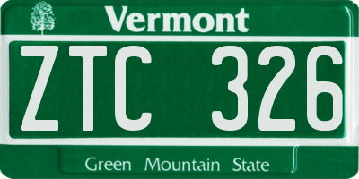 VT license plate ZTC326