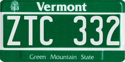 VT license plate ZTC332
