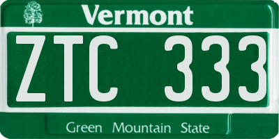 VT license plate ZTC333
