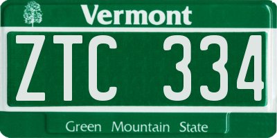 VT license plate ZTC334
