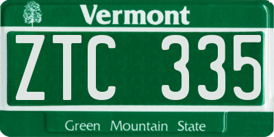 VT license plate ZTC335